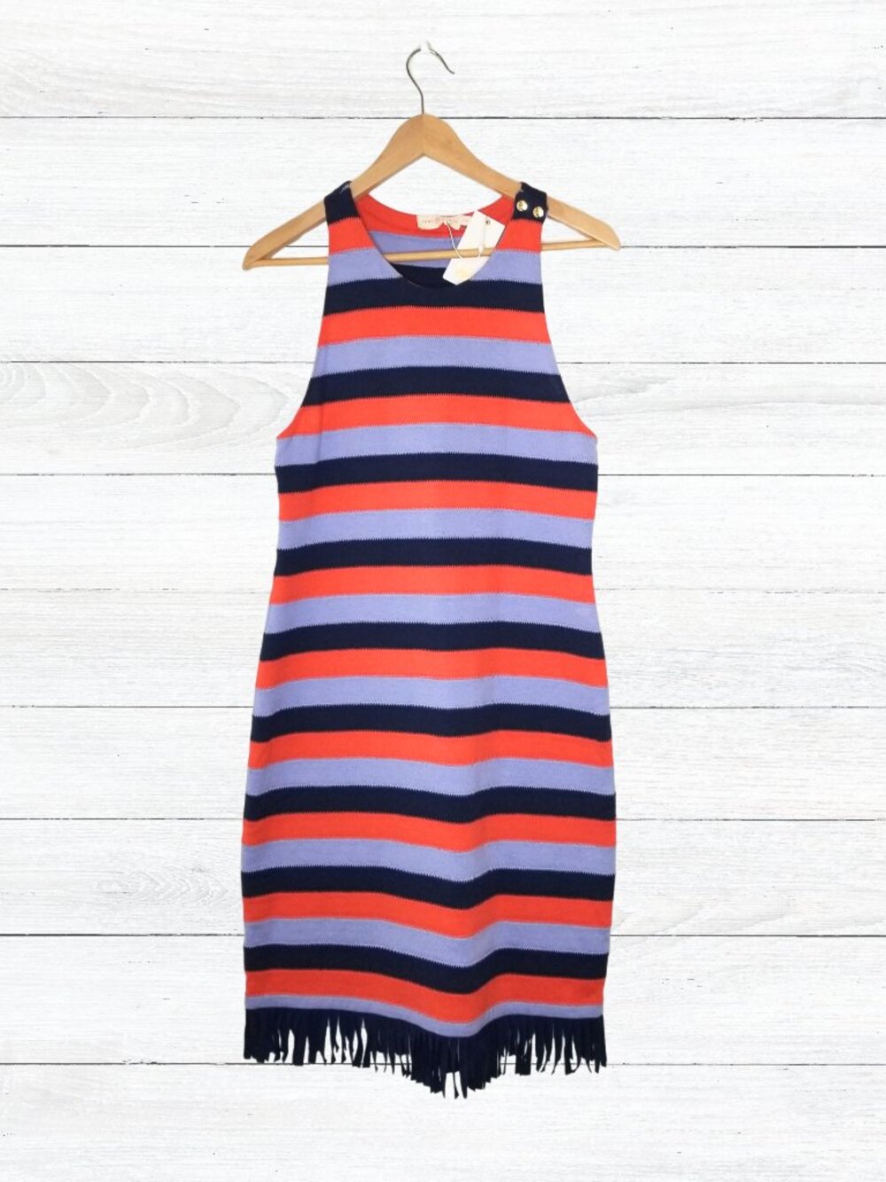 Tory Burch Colorblock Stripes Dress Ariana, Red Canyon, Medium